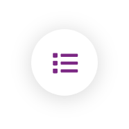 List icon in maximum purple color enclosed in a white circle.