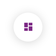 Maxium purple colored boxes enclosed in a white circle icon